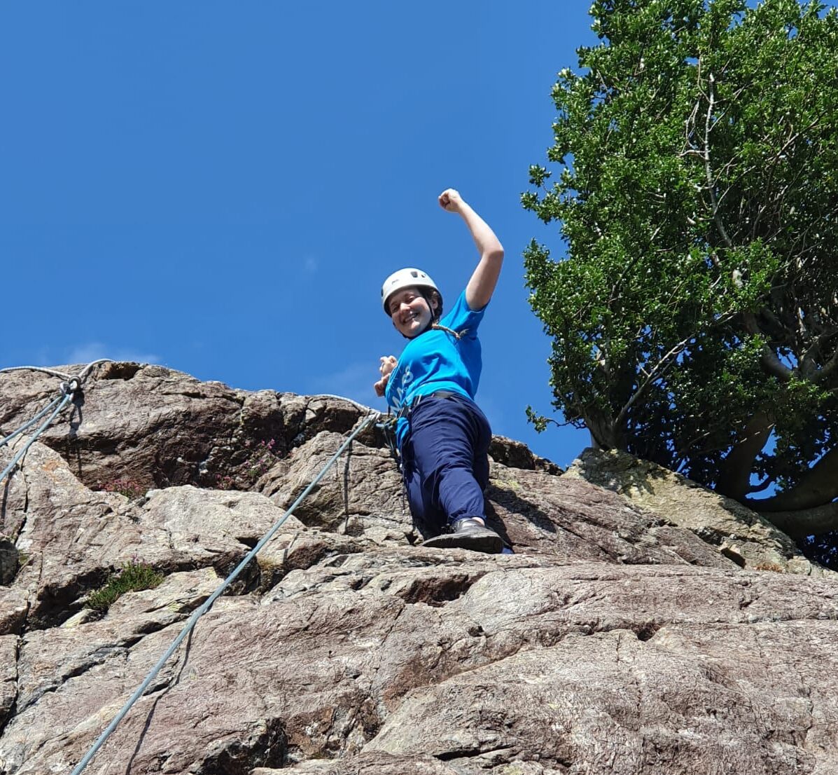 Image shows MACS young person abseiling on the Calvert trip.