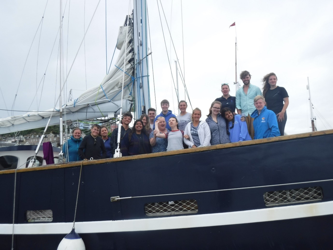 Group of young people on the boat
