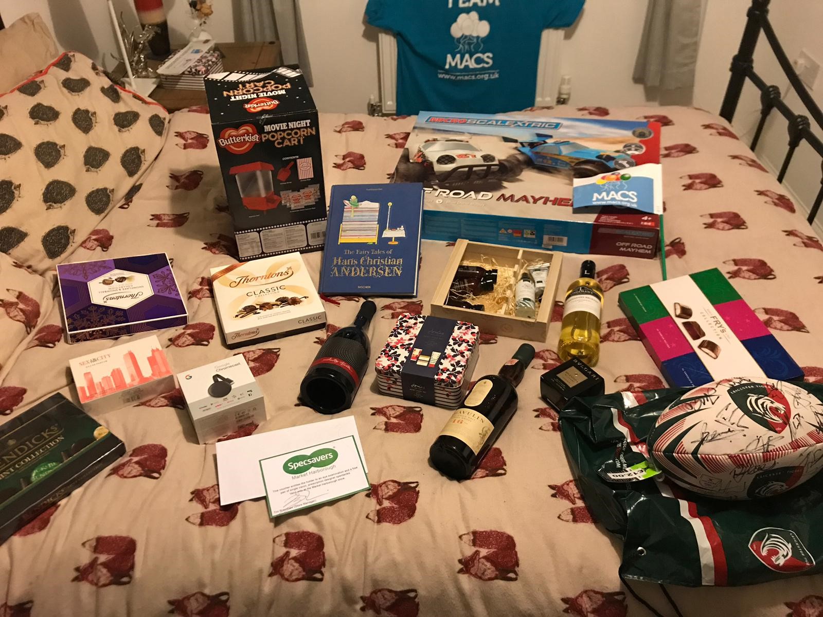 Image shows raffle prizes