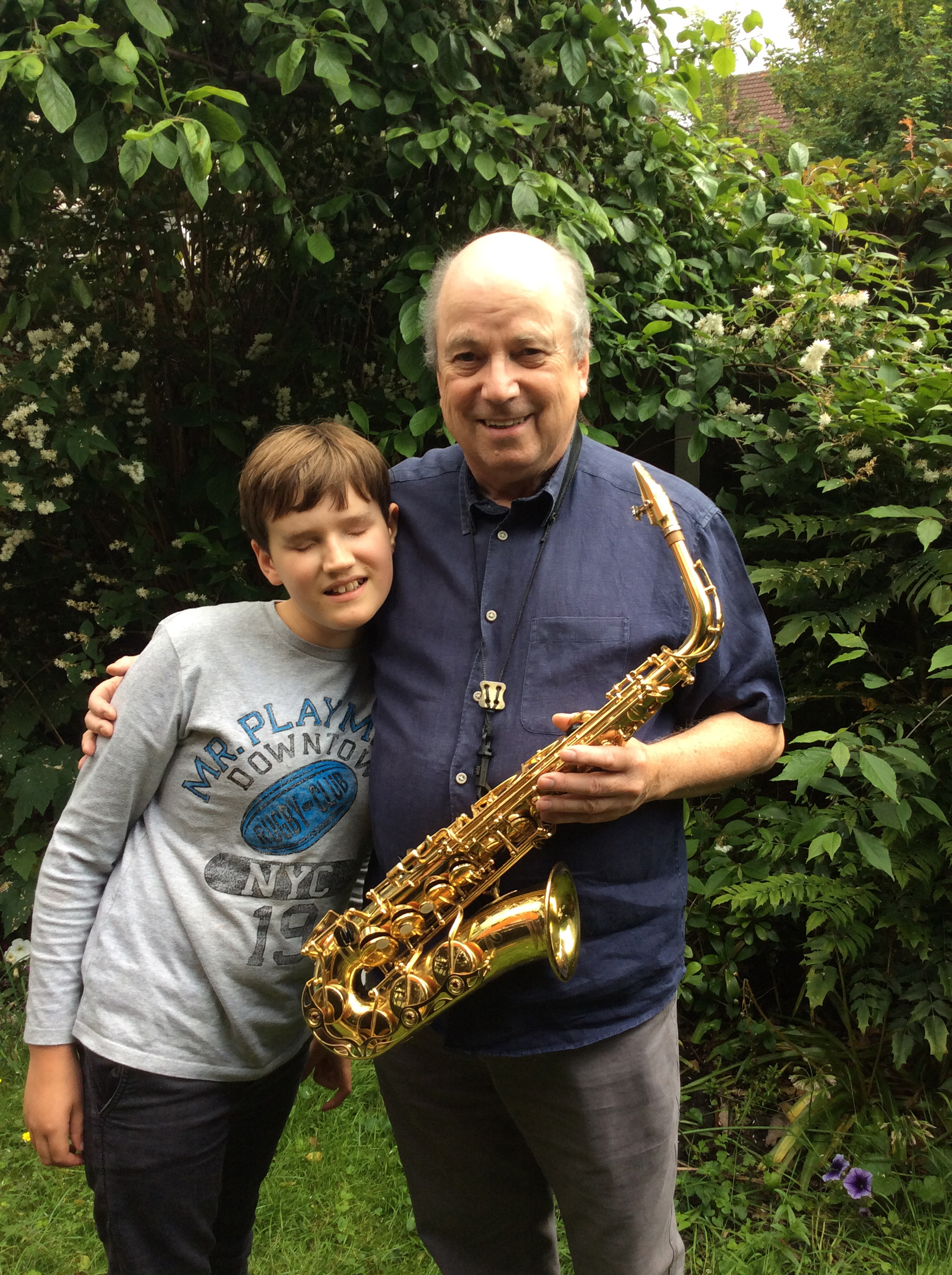 Image shows the band member Mike with his neighbour Ben